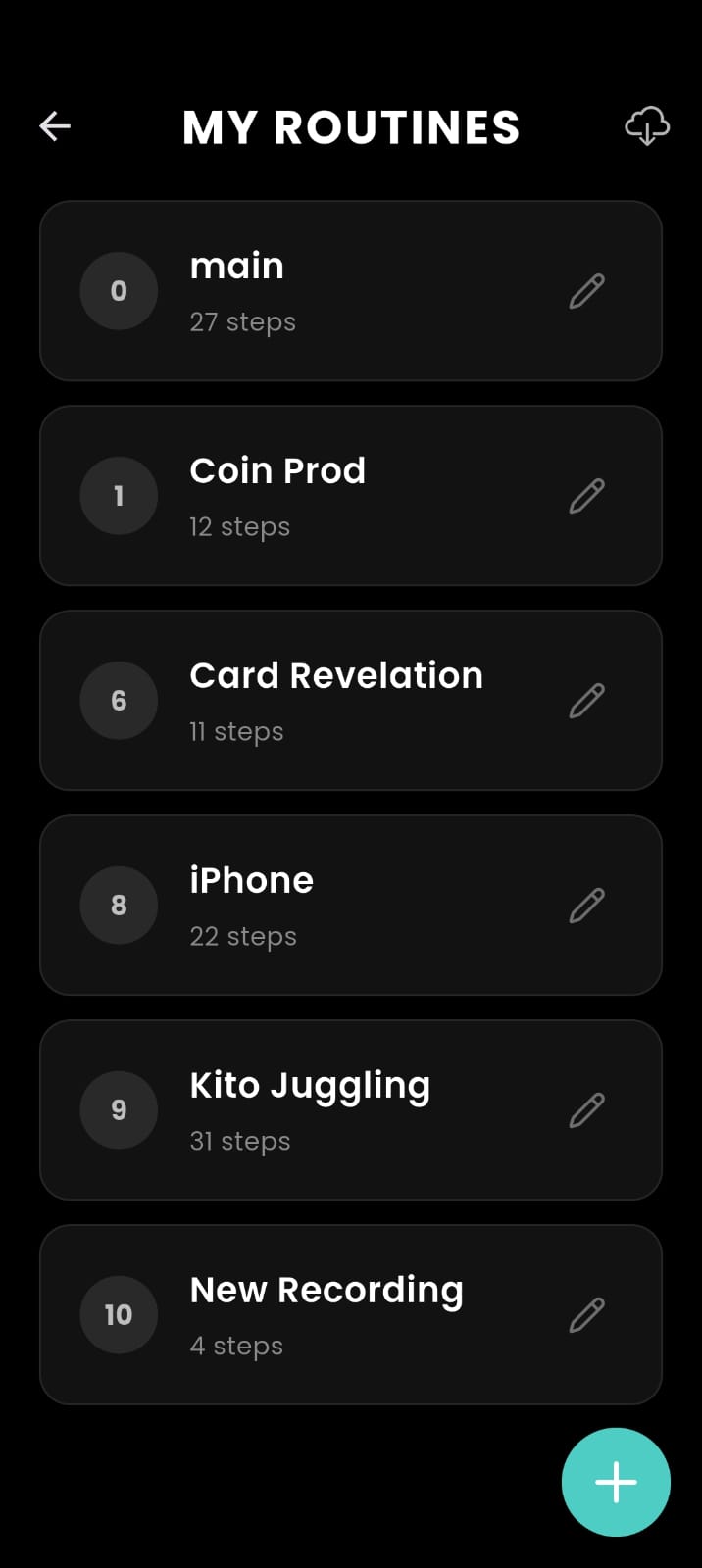 Routines Main Menu